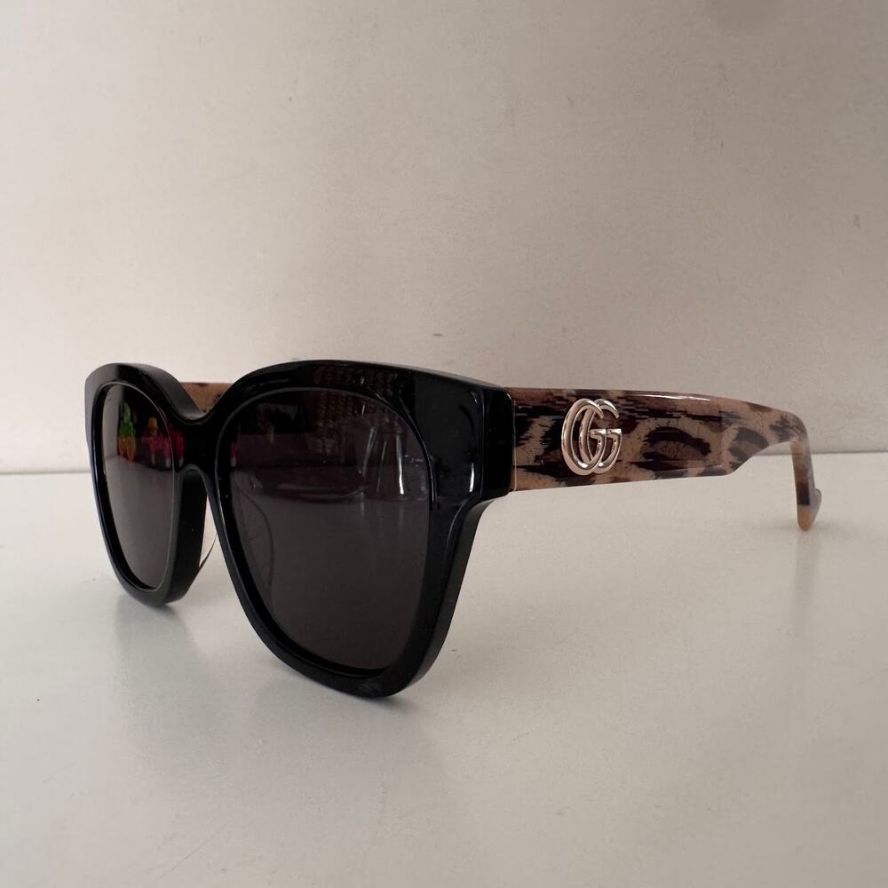 Gucci GG1550SK Sunglasses Black Leopard Print Logo Sides - Picture 7 of 12